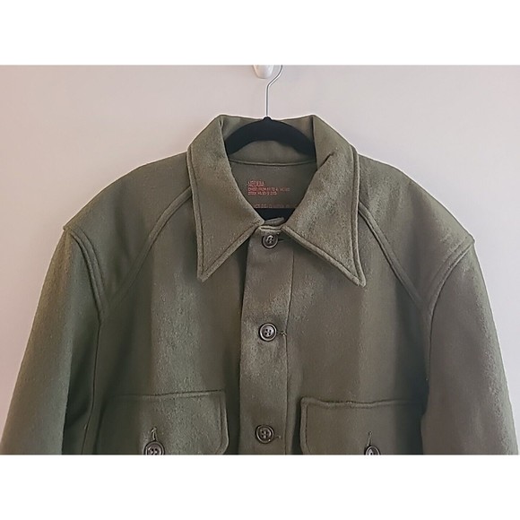 Vintage Olive Green Wool Military Shirt Jacket Size M - Picture 8 of 15